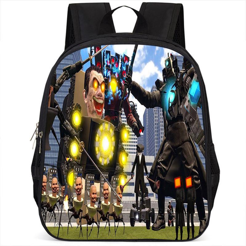 Fashionable Skibidi Toilet Kids Backpack Large Capacity Nylon Bag Unisex Design