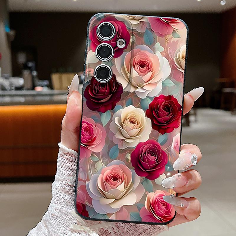 

Oil Painting Rose Flowers Pattern Case For Samsung Galaxy A57 A37 A17 A56 A36 A26 A16 A55 A35 A15 A54 5G Luxury Leather Texture Silicone Cover Samsung A26 5G чорний