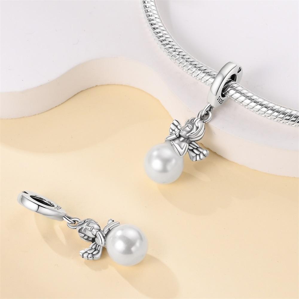 Original Copper Charms Luxury Pearl Angel Pendant Beads Fit Bracelet Diy Women Making Delicate Gift Jewelry