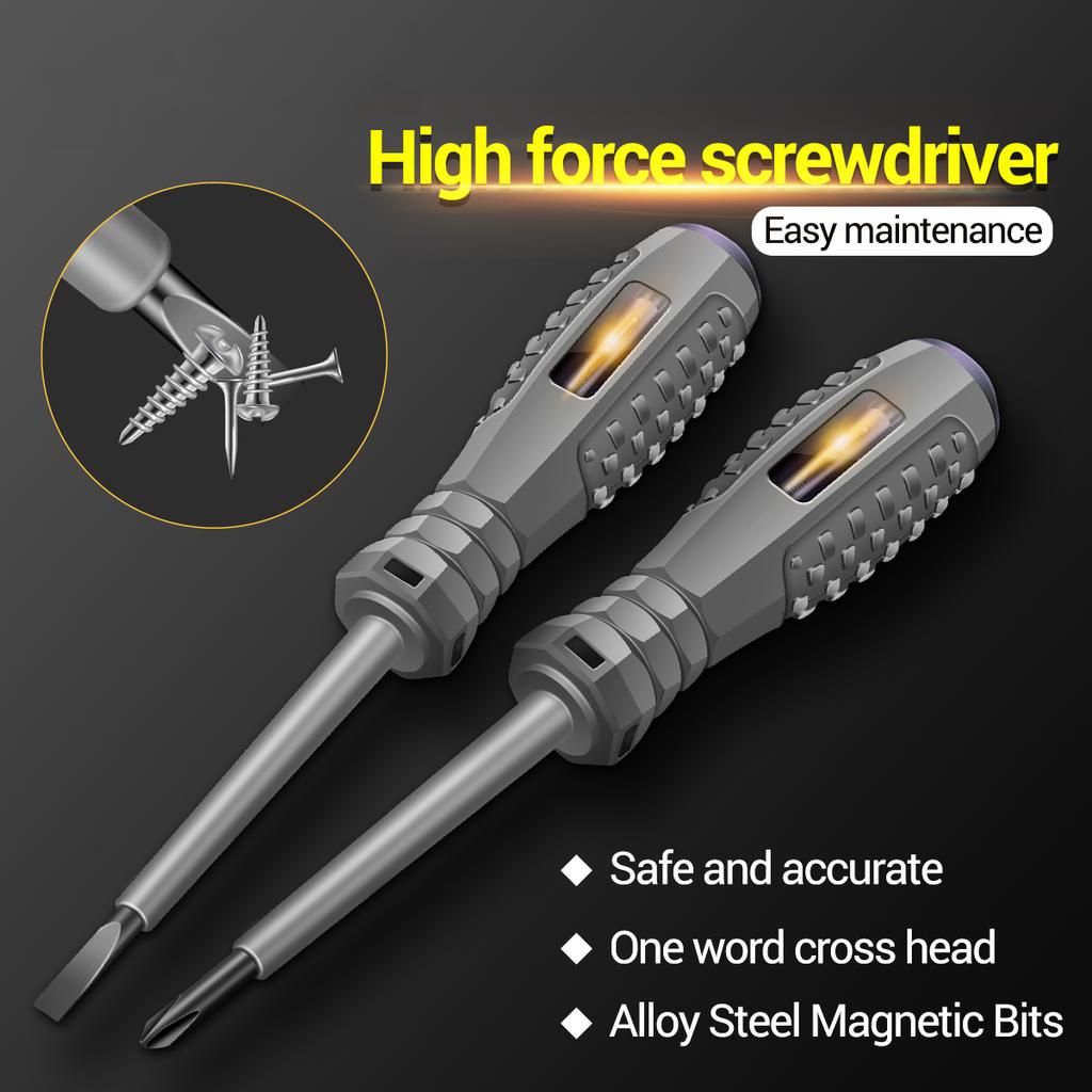 ANENG B04 2 Adet Elektrik Gerilim Test Cihazı Kalem SlottedPhillips Tornavida Neon Ampul Manyetik Kalem Ucu