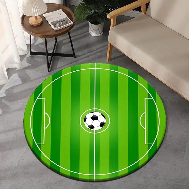A High-End Soccer Pattern Round Mat - 100% Polyester, Non-Slip Floor Mat, for Living Room, Bedroom, Office Decoration, Floor Mat