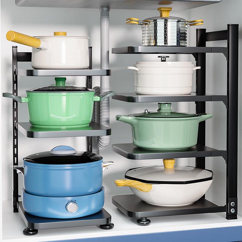 No-Drill Adjustable 4-Tier Kitchen Storage Shelf