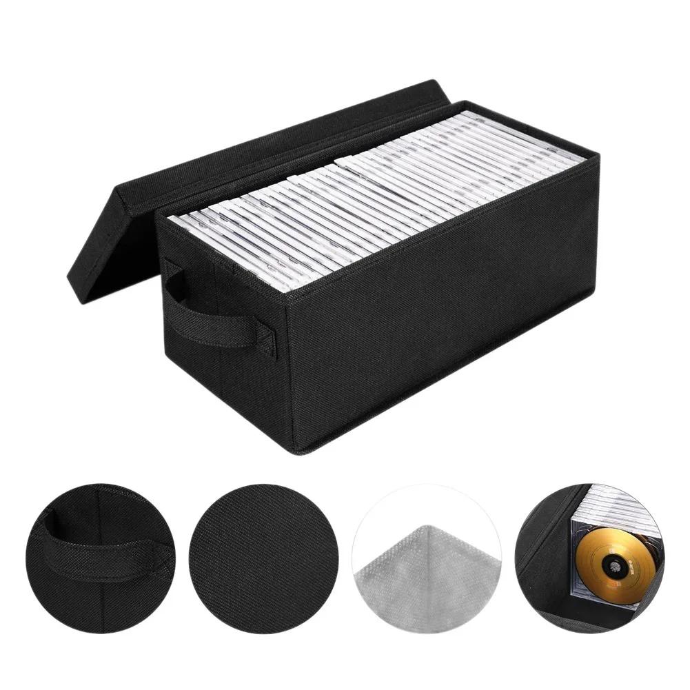 1 Pcs CD Storage Box Stylish Oxford Fabric CD Storage Box: Stackable Holder For 35 CD Magnetic Tape Collection Storage Box