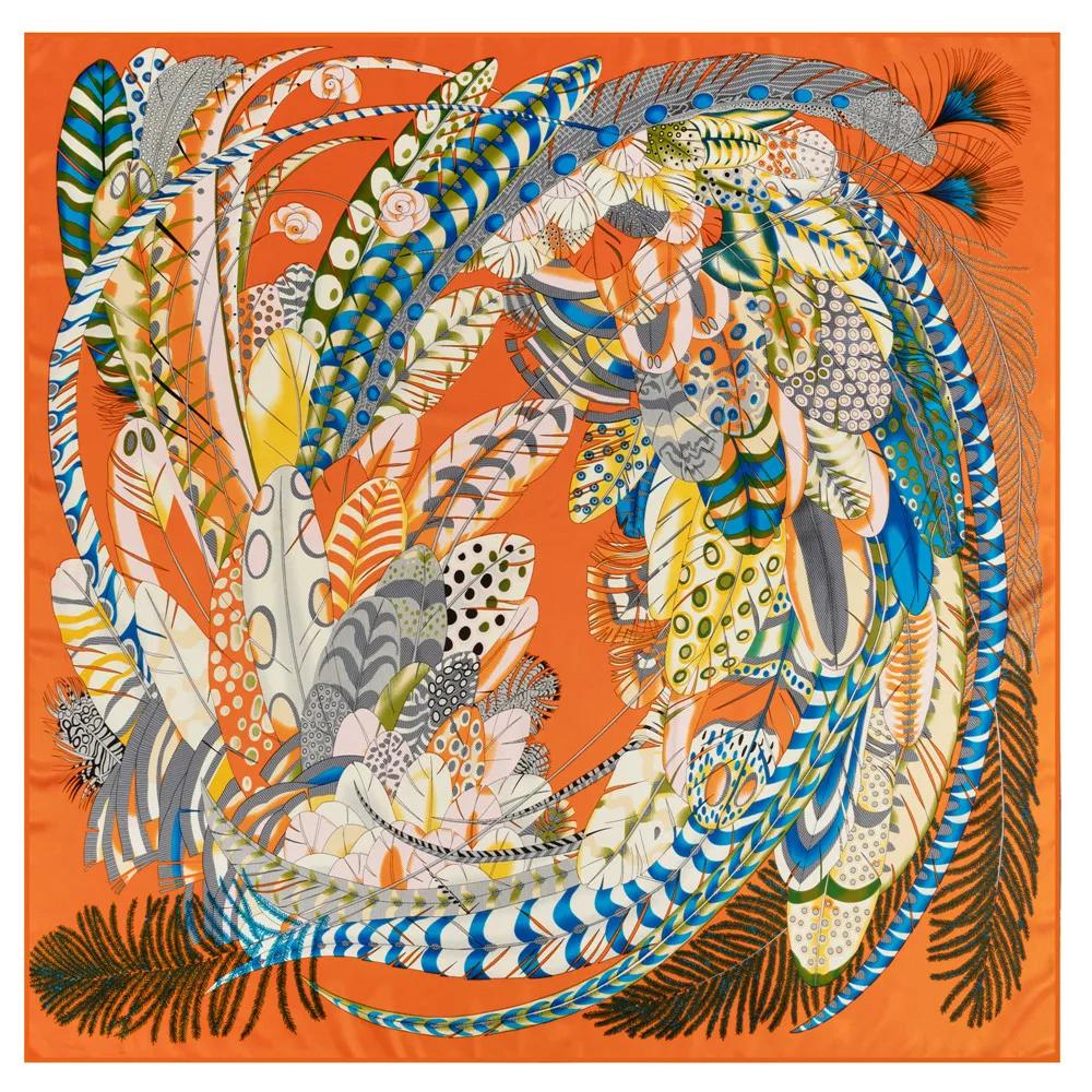 Lenço Mulheres Xales Grandes Estampa Jardim dos Fundos Estolas Lenço Quadrado Lenço de Luxo Hijab Lenços Femininos 130Cm