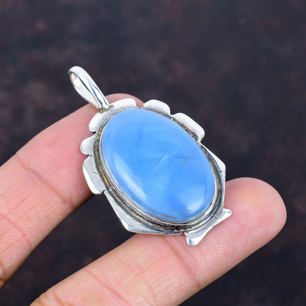 Owyhee Blue Opal Pendant Beautiful Gemstone Pendant 925 Sterling Silver Pendant Handmade Jewelry Decent Pendant Gifts for Him Silver Jewelry