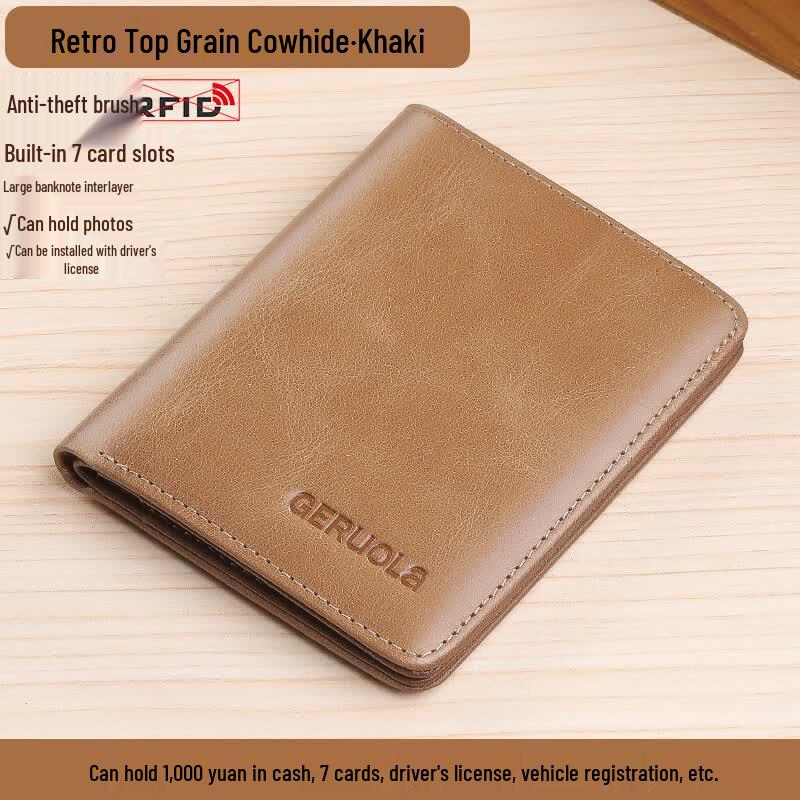 

GERUOLA Men s RFID Vintage Leather Bifold Short Wallet