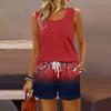 Women Summer Casual Two Piece Set Sleeveless Tank Top Square Neck and Shorts with Pockets Lightweight Lounge Wear