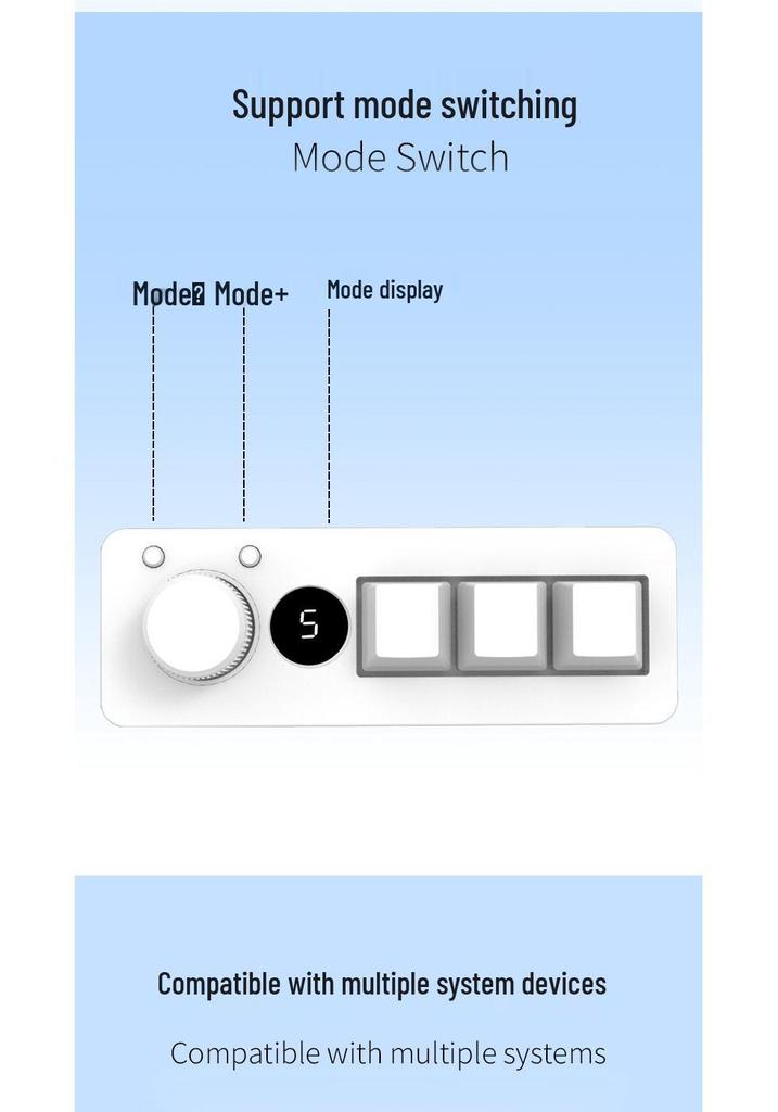 Customizable Mini Mechanical Keyboard with Knob (3-Key/4-Key, One-Key Copy/Paste/Cut)
