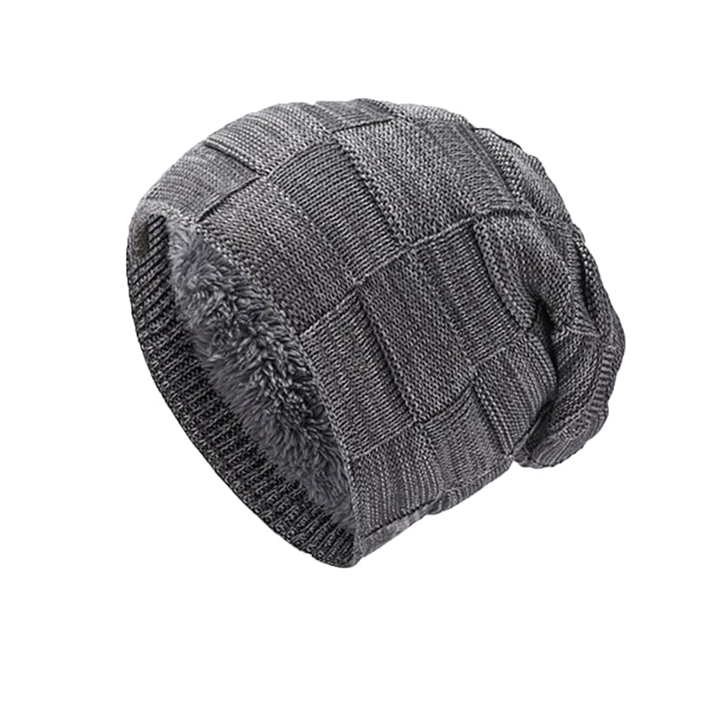 

[JoveJek] knit hat beanie cap winter men s large size knit cap Deeper Fleece lining warm beanie hat bike Fluffy Thick Plain color commute Commuting to