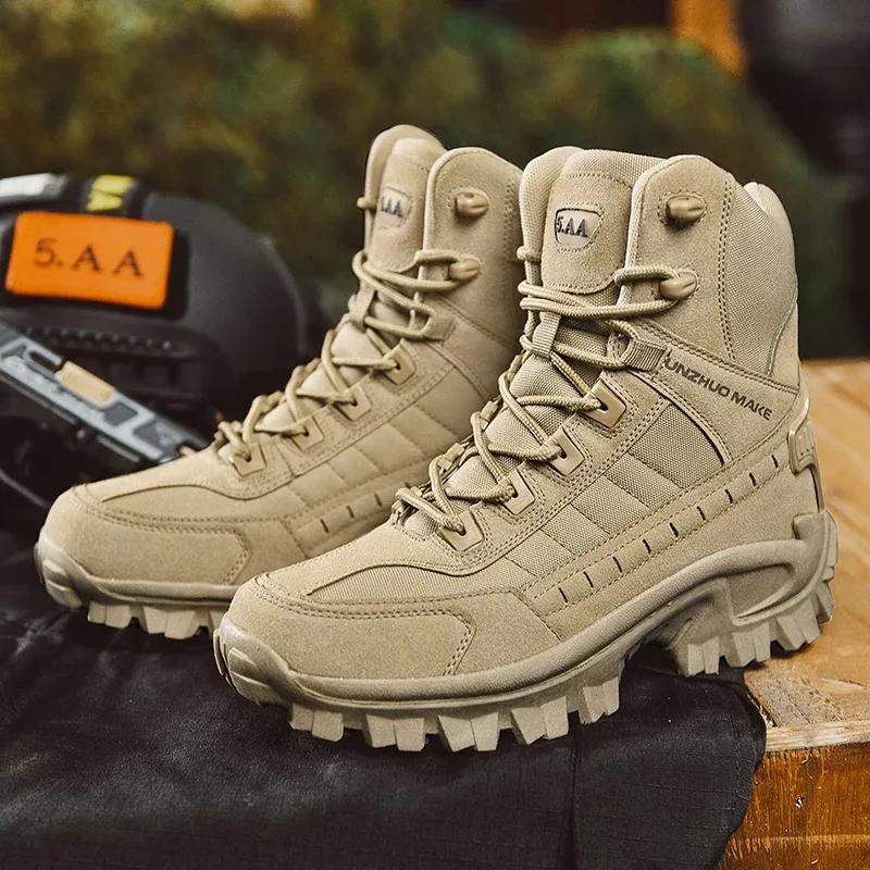 Fashion Men's Desert Combat Boots Outdoor Non-slip Tactical Boots Hiking Desert Ankle Hunting Shoes Work Safty Men Boots