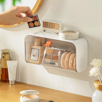 Plastic Cotton Swab Box Transparent Wall Mounted Cotton Pad Storage Box Dustproof with Lid Jewelry Storage Shelf Cosmetic