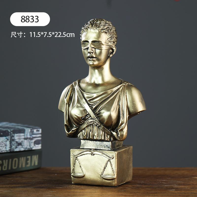 European Ancient Greek Statue Retro Goddes Venus Head Athena Figurine Themis Goddess of Justice Sculpture Office Home Decoration