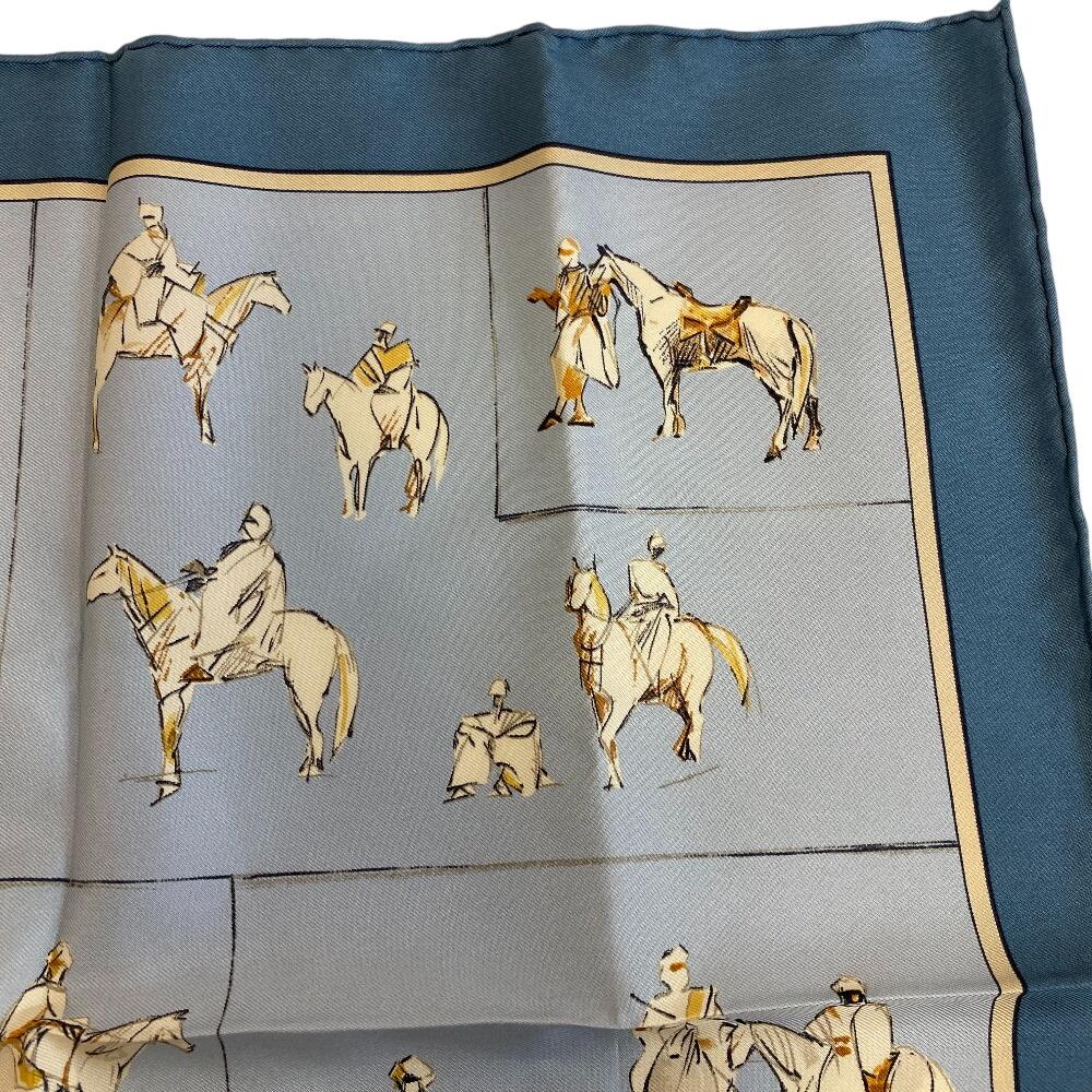 Hermes Journey To Niger Silk Silk Carre 45 Scarf Blue Silk Women Used