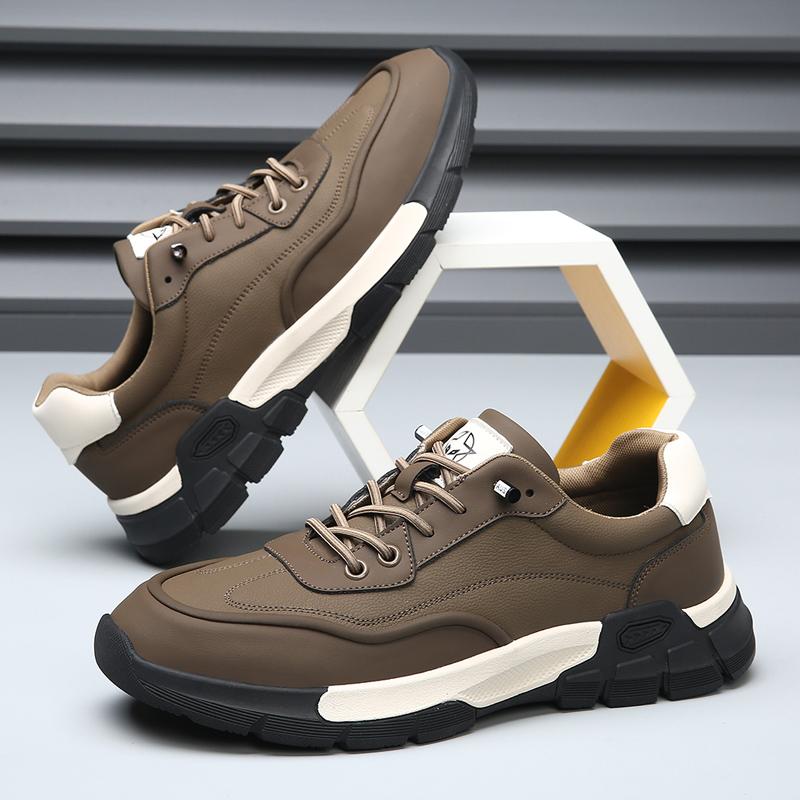 Fashion Male Comfortable Casual Shoes Leather Lace-Up Flats Mens Lightweight Sneakers New Male Driving Shoe Outdoor Men's Skate Shoes