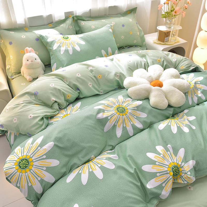 Plant Cashmere Sanded Four-Piece Bedding Set for Dorms & Homes