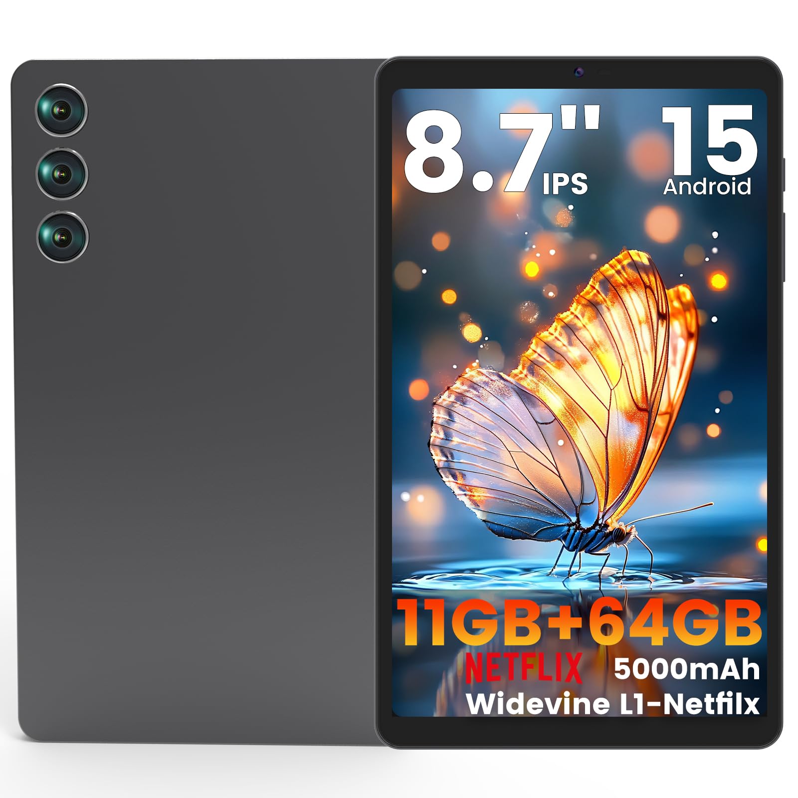 

Azeyou Tablet Android 15 IPS Screen 5000mAh Android Tablet OTG Wireless Projection Face Recognition Widevine L1 Compatible GMS Certified 8.7-inch чорний