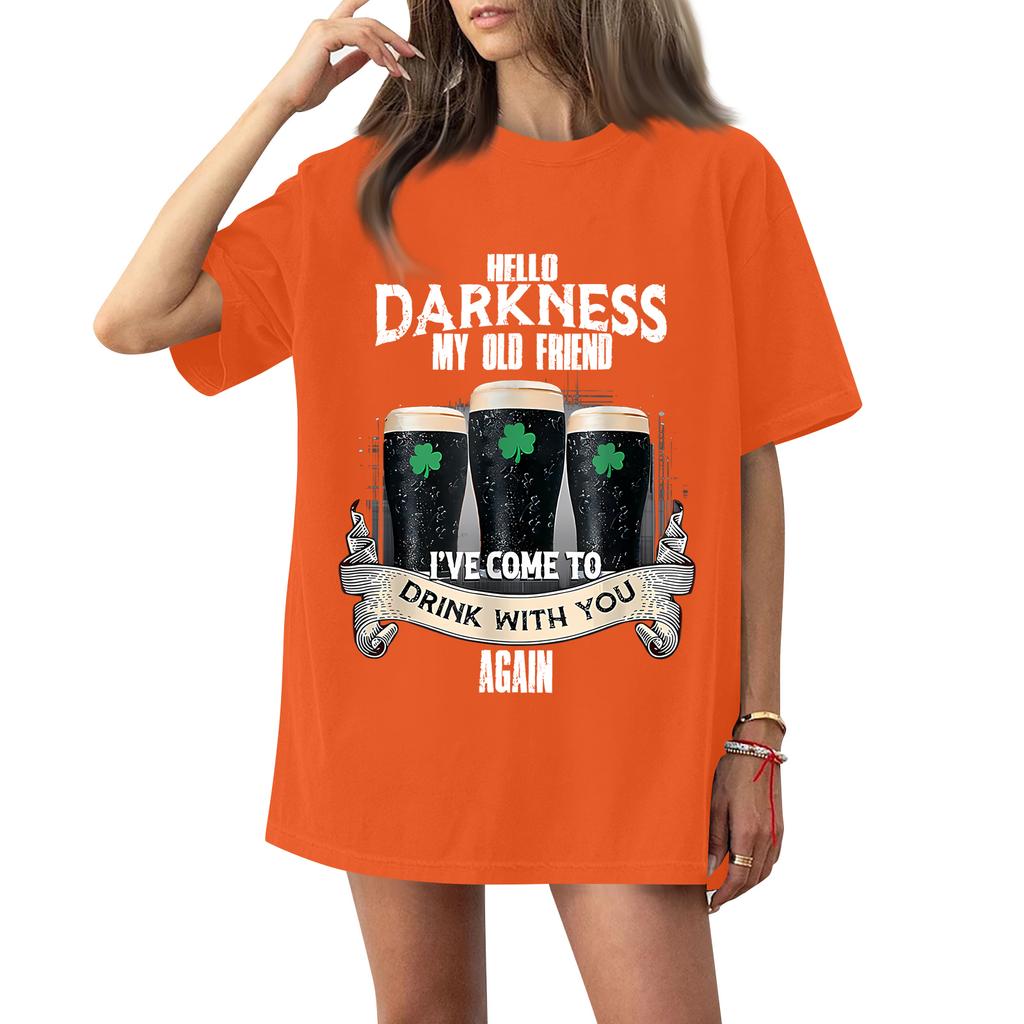 ( Darknss My Old Freend) Women's Fashion Casual Short-Sleeve Neck St. Patrick's Day Printed Shirt/T-Shirt Top