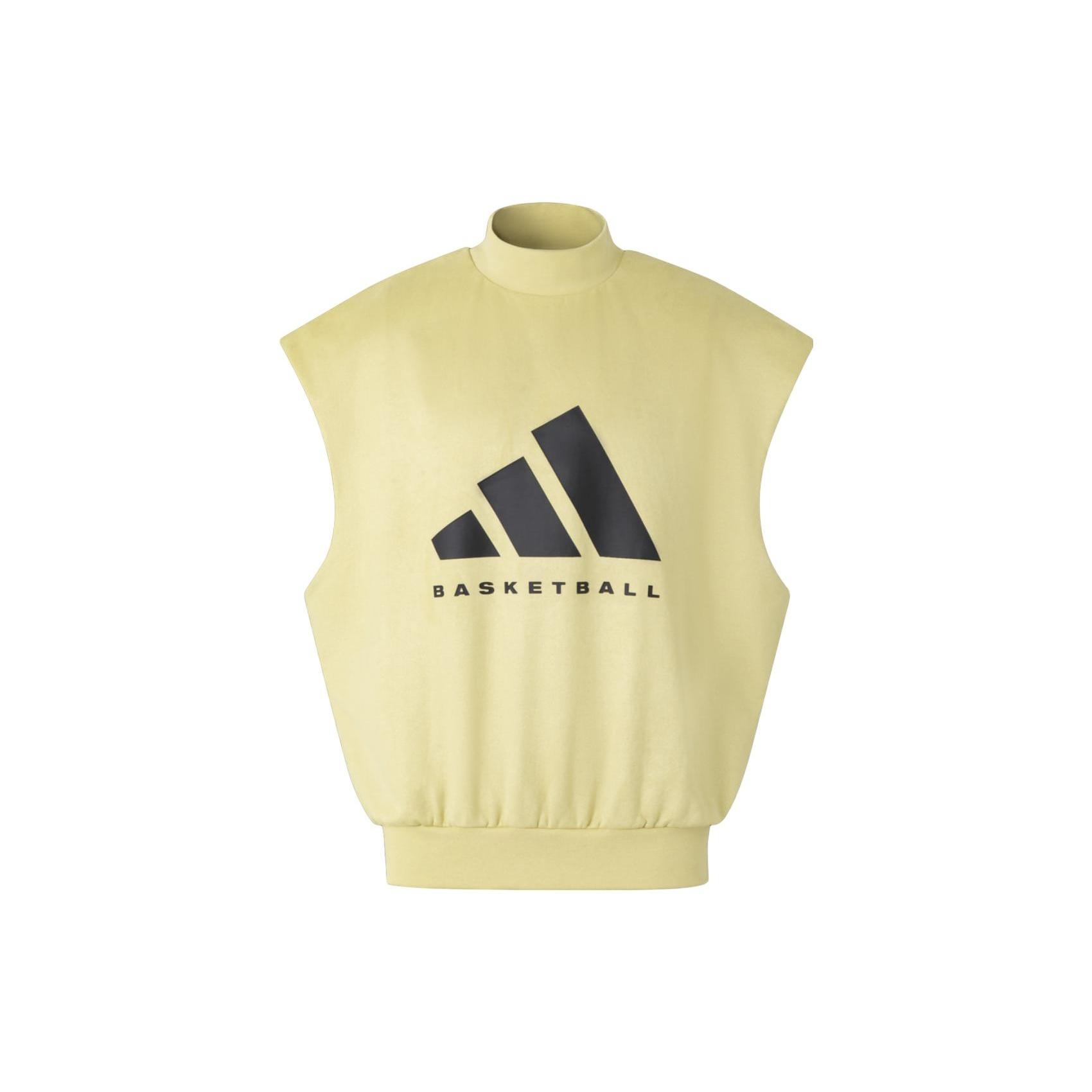 adidas Basketball Sueded Sleeveless Sweatshirt Asia Sizing Halo Gold Men s IN7703 S