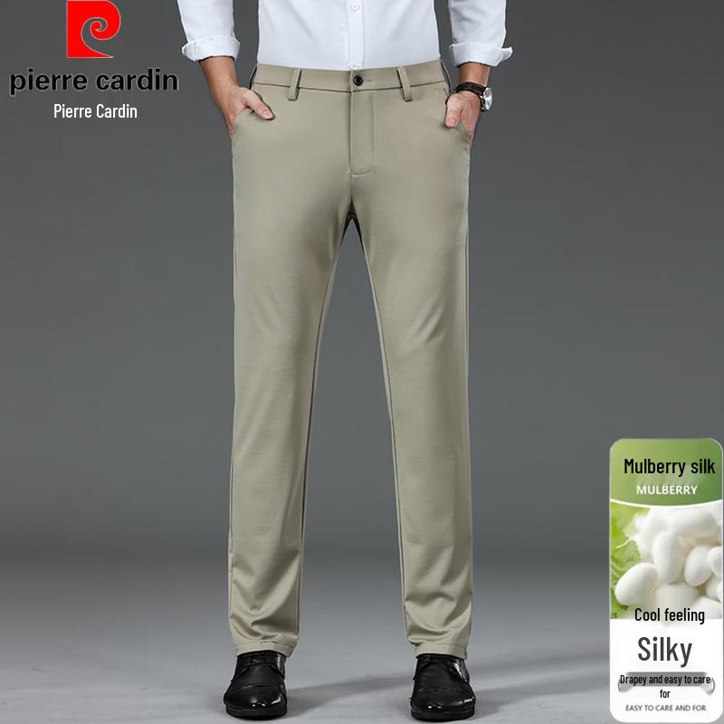 Pierre Cardin Men's Summer Silk Blend Casual Straight Pants