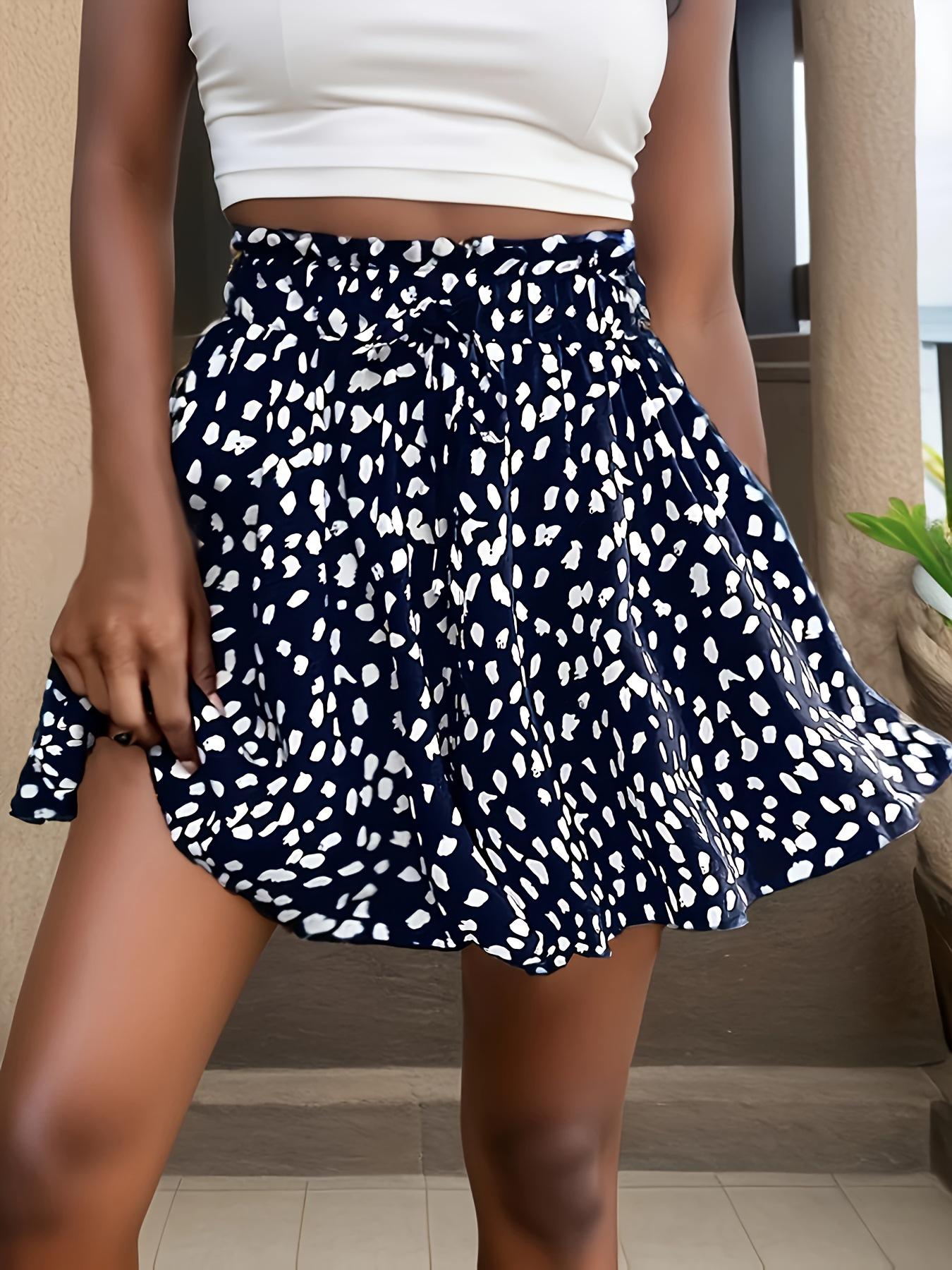2026 Korean Style High Waist Polka Dot Chiffon Skirt for Women XL чёрный