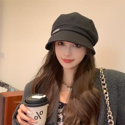 Hat Women's Autumn Korean Edition Versatile Octagonal Pile Hat Beret Painter Big Head Fashion Casual Fisherman's Hat