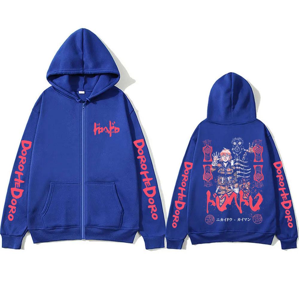Anime Dorohedoro Kaiman Graphic Zipper Hoodie Men Women Gothic Manga Rock Zip Up Jacket Male Hip Hop Oversized Zip Up Sweatshirt