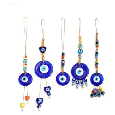 Retro Glass Pendant Blue Eye Key Chain Home Wall Hanger Demon Eye Pendant Car Hanger Decoration