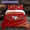 San Francisco 49ers Customized Name Text Bedding Set, 1 Duvet Cover & 2 Pillowcases Personalized Bedroom Gift