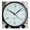 Fashionable Modern Simple Digital 4-inch Round Metal Alarm Clock Table Clock Silent Sweep Second Night Light Clock