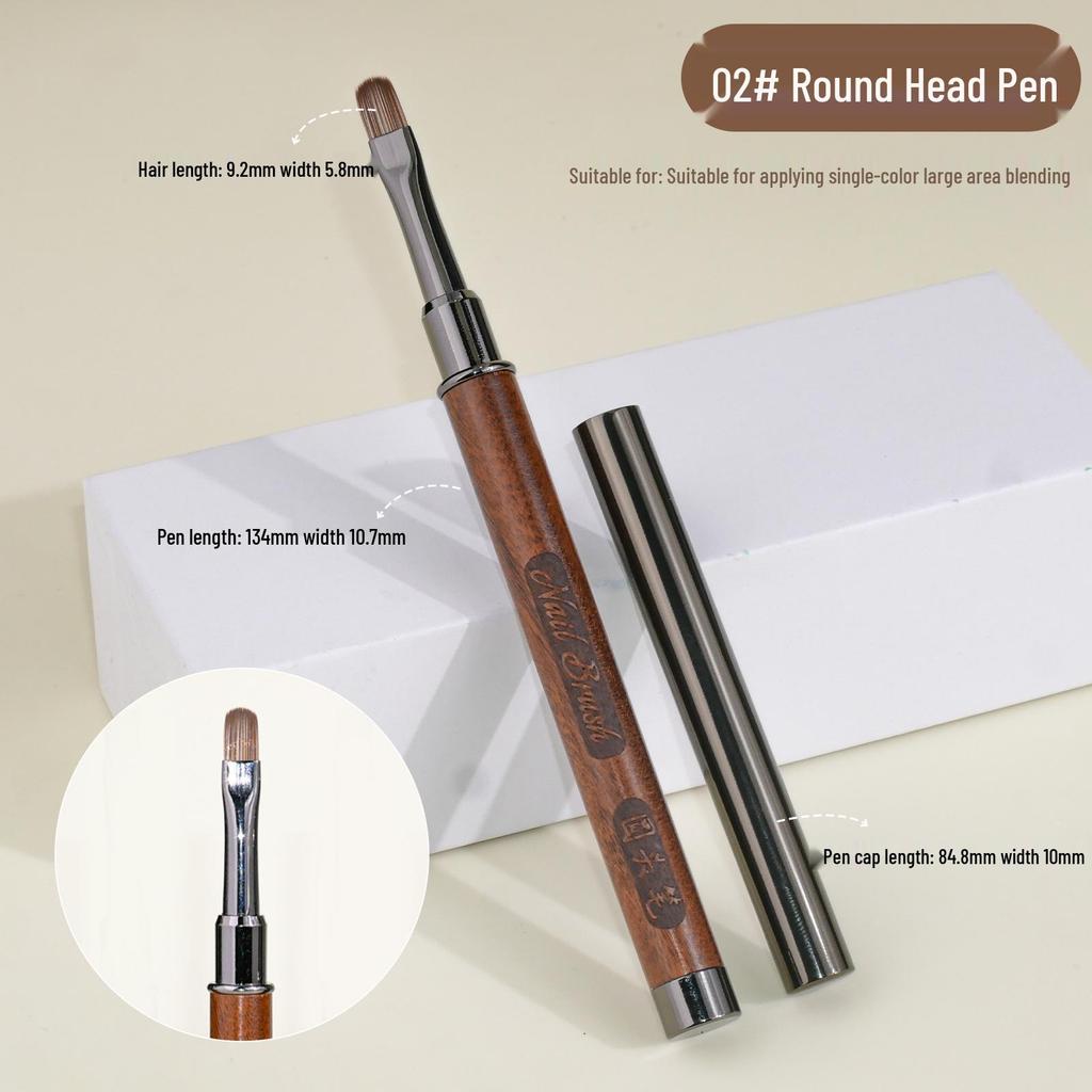 Sandalwood Nail Art Gel Pen Set: Round & Flat Tips for Painting, Drawing, and French Designs