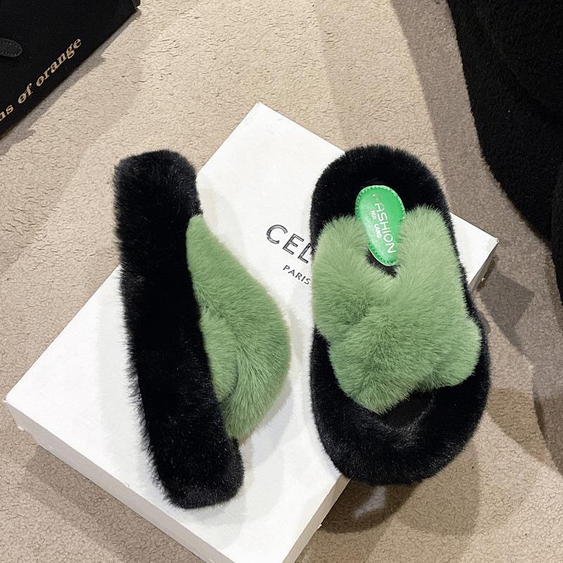 

Muffin thick bottom heightening fluffy slippers women wear 2025 autumn and winter Internet celebrity plush home cotton slippers 4142 yards 35 чёрный