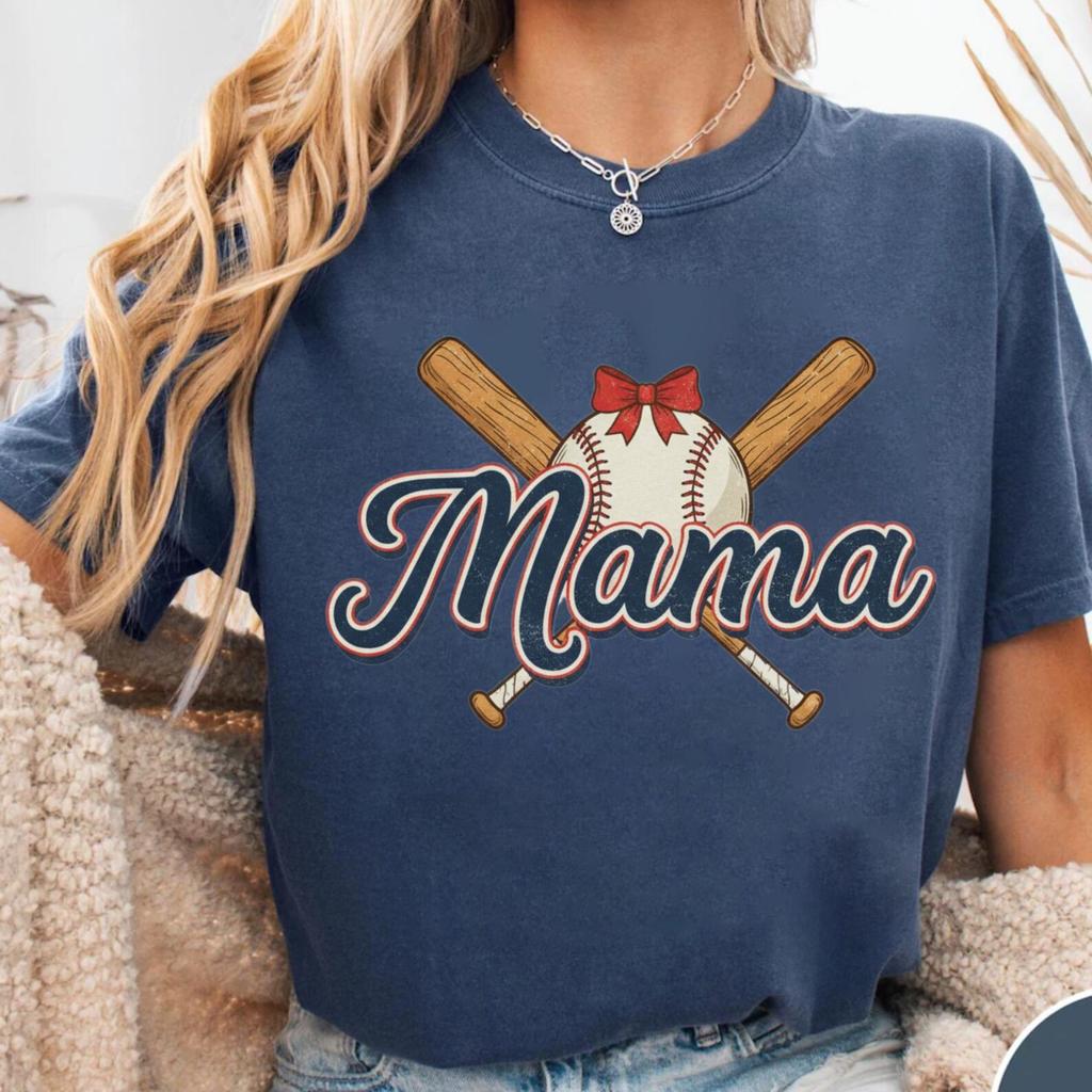 Camo Baseball Mama Retro Style T-Shirt and kids shirt - Gift for Her - Comfort Colors Graphic Tee