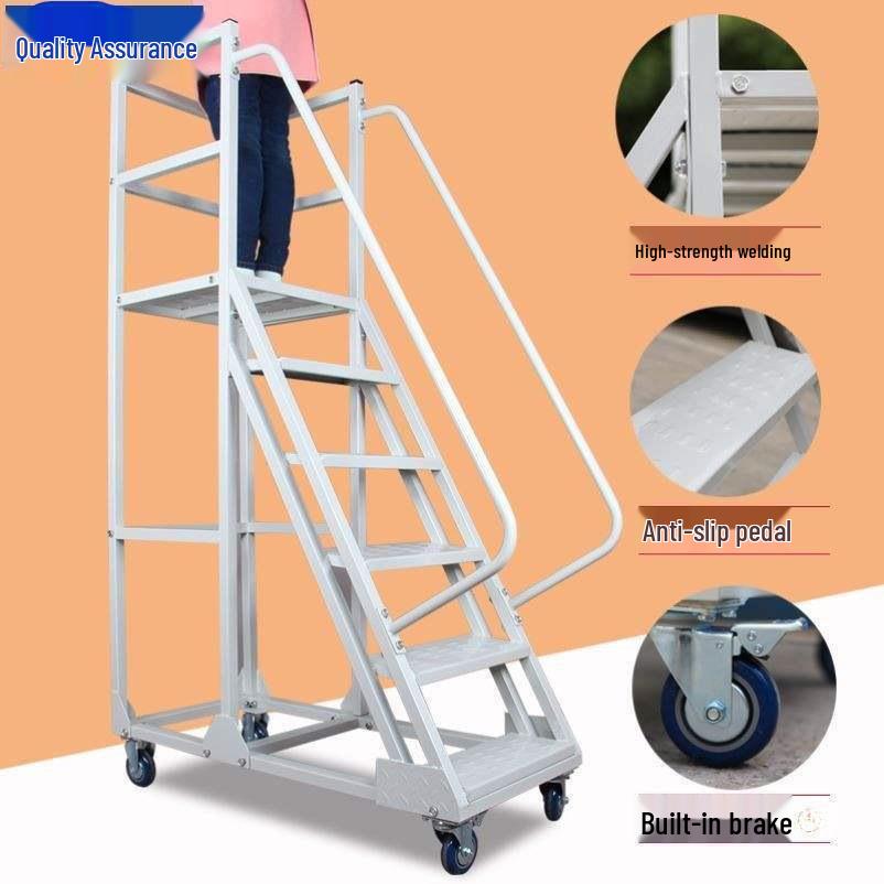 Mobile Extendable Ladder Truck for Warehouse and Supermarket Use