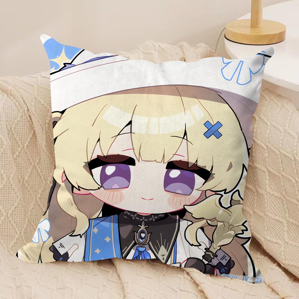 Phoebe cute wuthering waves Cushion Cover Silky Short Plush Invisible Zipper Dustproof Sofa Pillow Case for Home Decor