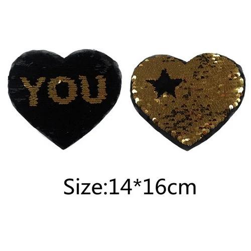 1Pc Reversible Change Color Sequins LOVE Letters Love Heart Sew on Patches for Clothes DIY Patch Applique Crafts