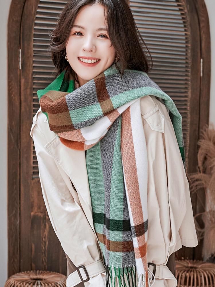 Free Women Scarf Winter Plaid Fringed Scarve Ladies Pashmina Mujer Femme Foulard Bufanda Echarpe Hiver Long Wrap Shawl