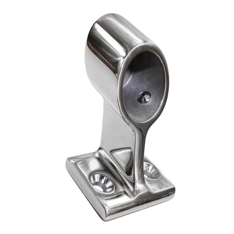 2Pcs Marine Boat 1" 25mm 60 Degree Front Base Stanchion Hand Rail Fitting Silver 316 Stainless Steel New