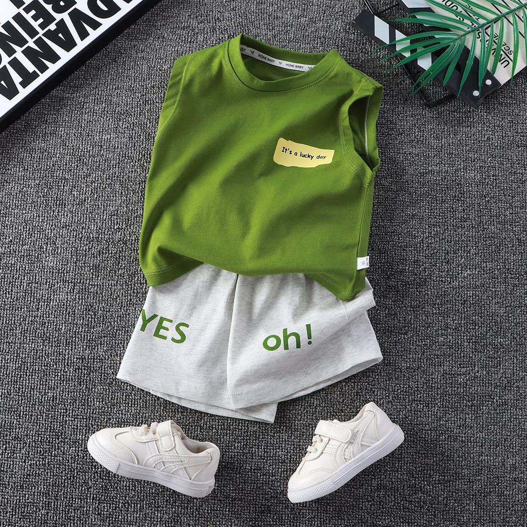 Boys' Summer Suit Sleeveless Summer Vest Clothes Boys' and Children's Two-piece Set Baby