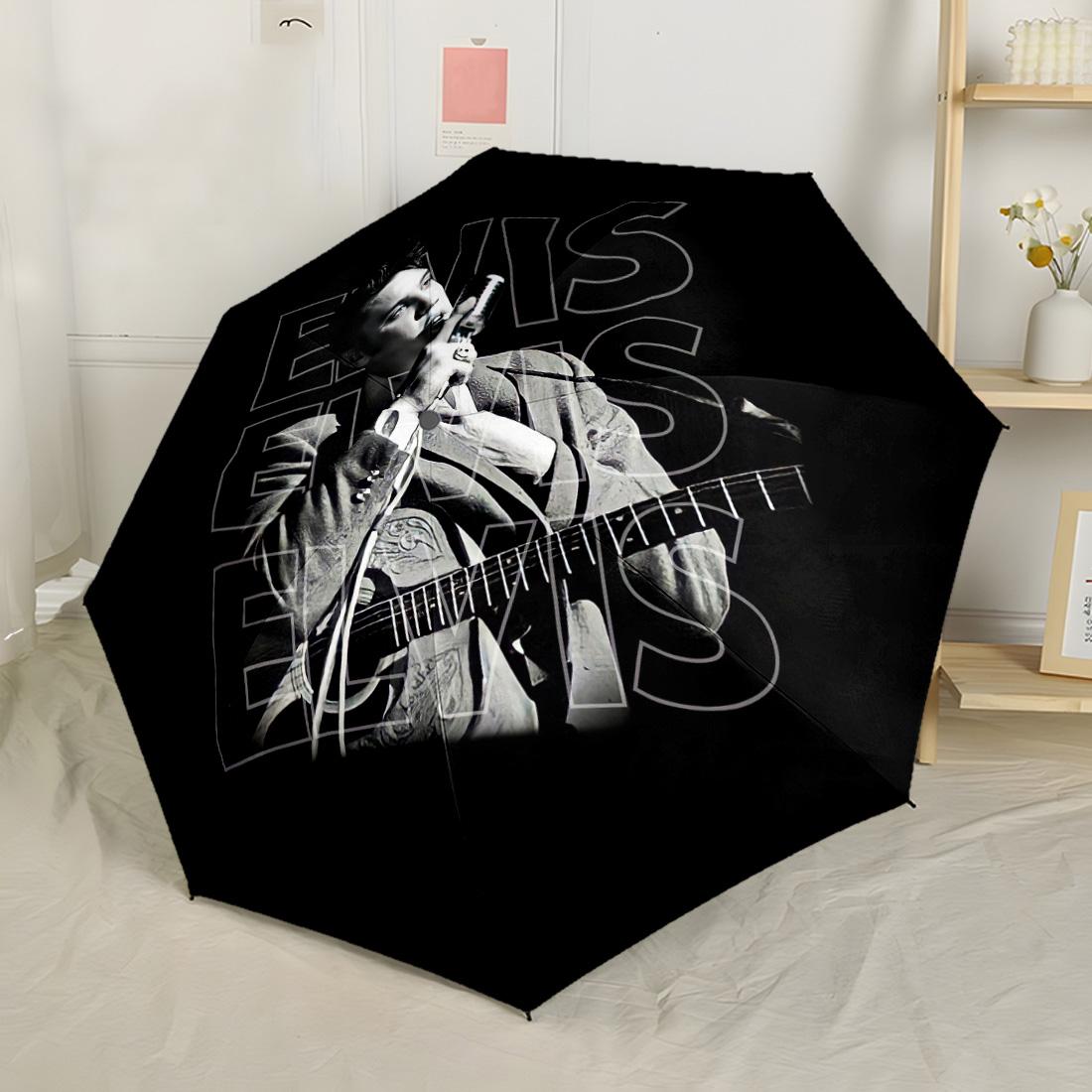 Elvis Presley Auftritt Tragbarer Automatischer Regenschirm mit 8 Speichen Langlebiger Kunststoff & Eisen Reise-Essential Eleganter Regenschirm