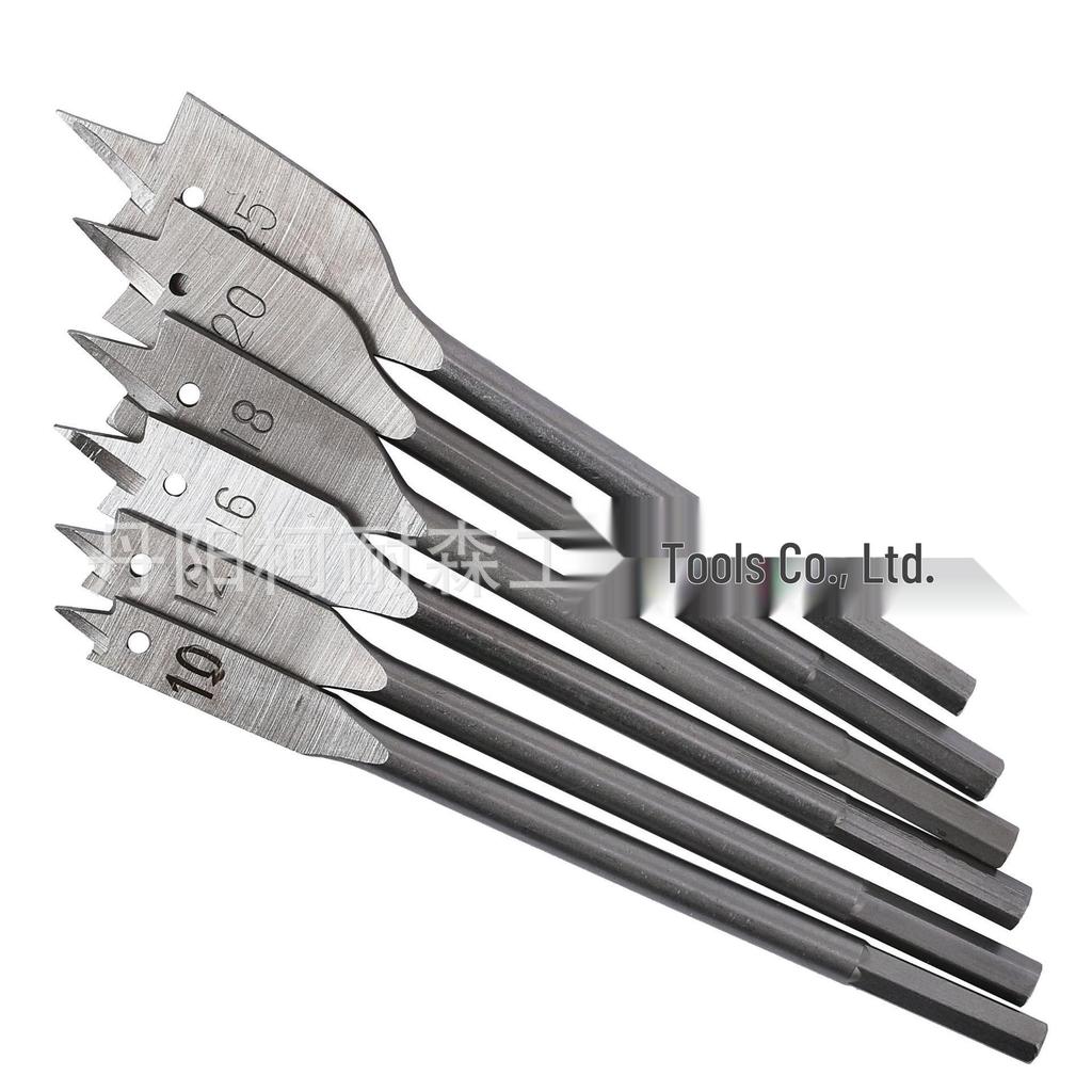 6pc Woodworking Chisel and Drill Set: 6-55mm High Carbon Steel with Flat Point for Wood Hole Enlarging