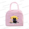 Anime Comic Cat Print Lunch Bag Women And Kids Funny Kitten Graphics Bento Thermal Handbags Thickened Insulation Lunch Box Bag