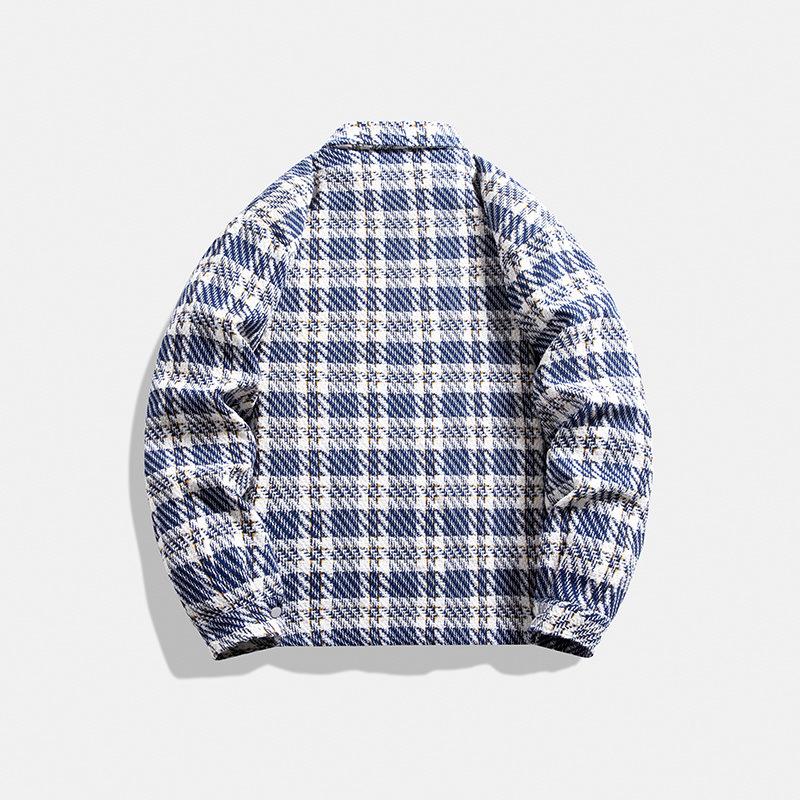 Lapel Plaid Jacket for Men and Women Same Style Spring and Autumn Loose Trend Couples Single-breasted Casual Hong Kong Style Jacket for Men