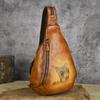 Johnature Retro Animal Printed Chest Bag Genuine Leather Handmade Cowhide Backpack Versatile Women's Crossbody Bags