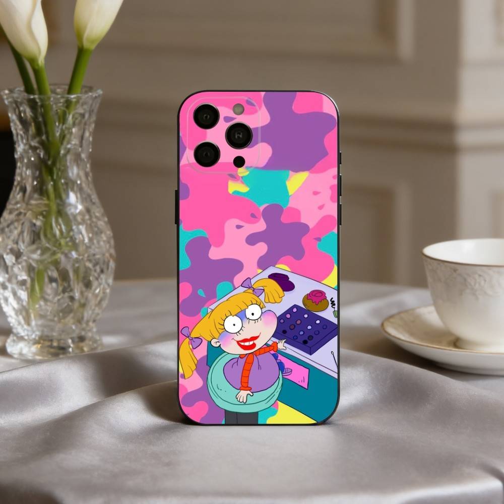 R-Rugrat-T C-Chuckie A-Angelica Phone Case For iPhone 17pro,16,15,14,13,12,11 Plus,Pro Max,XS,Soft Silicone Black Cover