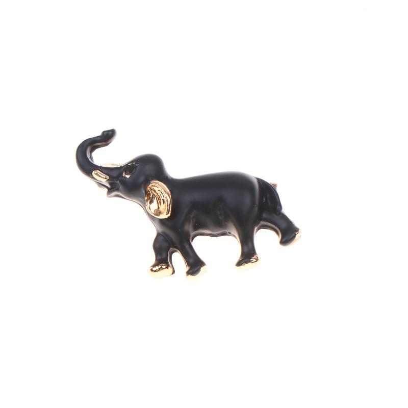 Black Gold Retro Elephant Brooch Set Shiny Rhinestone Inlaid Exquisite Craft for Women Hat Bag Decoration Jewelry Gift