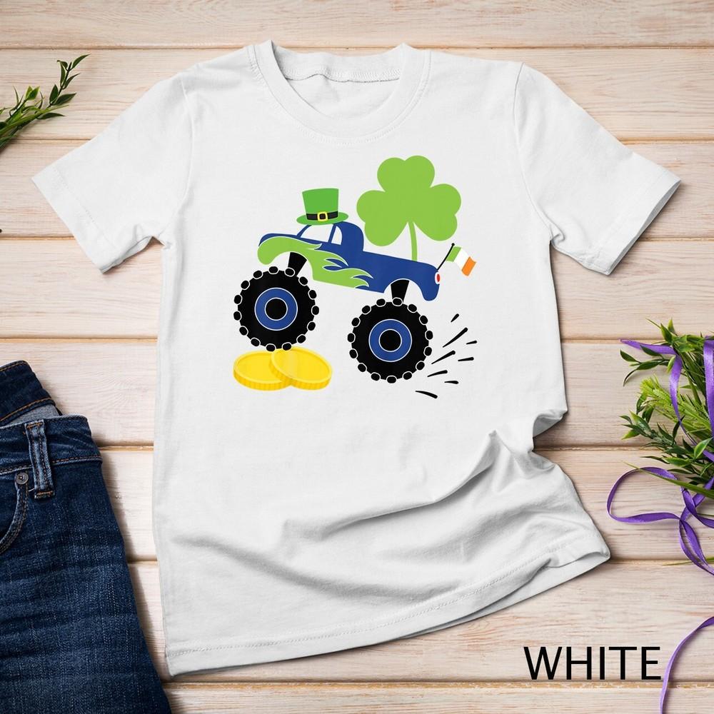

Kids Saint Patricks Day Gift for Monster Truck Lover Boy Shamrock Unisex T-shirt 3XL