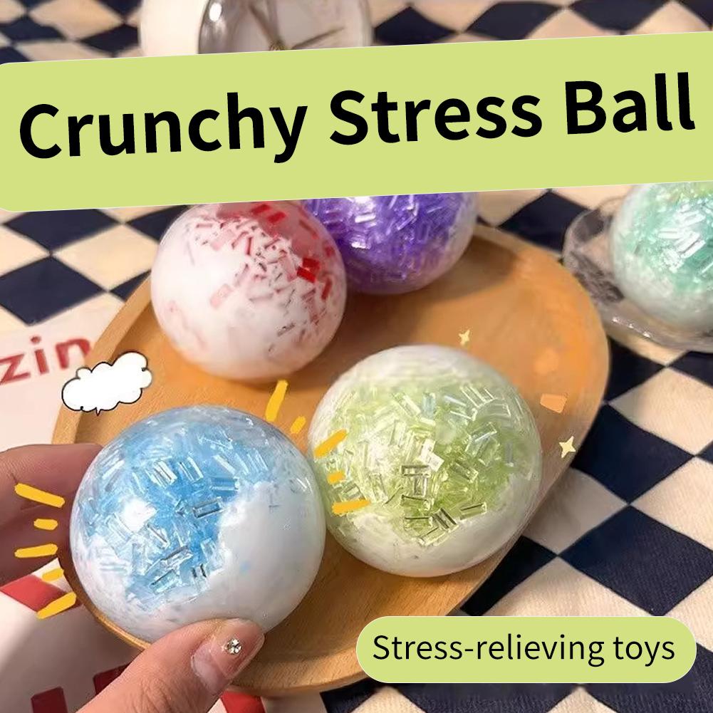 Crystal Sphere Slow Rising Squishy Ball - Ice Cracked Design Handmade Sensory Fidget Toy for Anxiety
