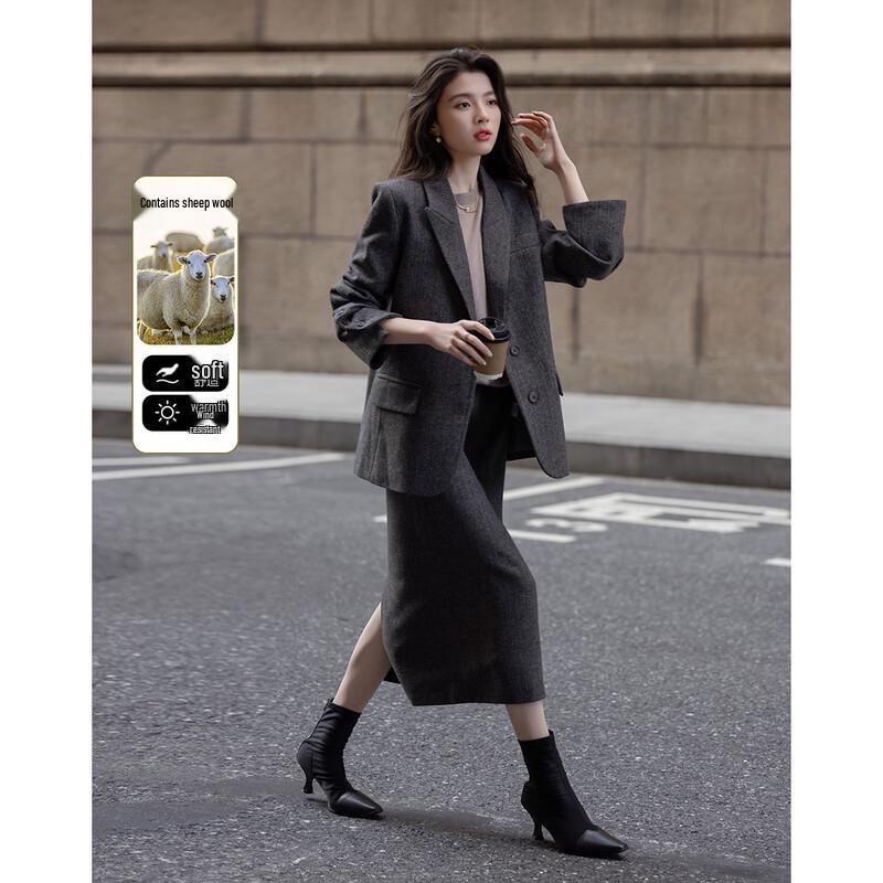 

DeMana Wool Blend A-Line Slit Midi Skirt L