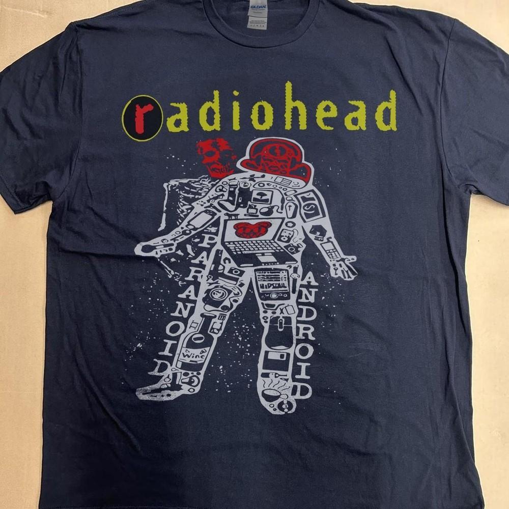 Radiohead Paranoid Android Группа Темно-синий Черный Короткий Унисекс Футболка Репринт KH13318 Унисекс Футболка XXXXL