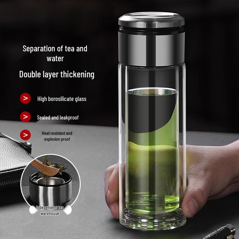 Double-Layer High Borosilicate Tea Infuser Bottle